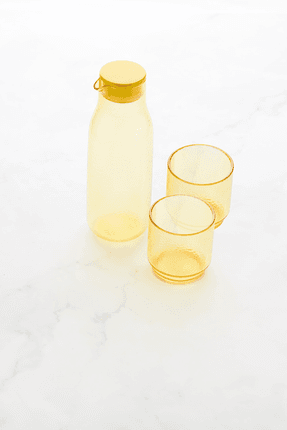 Jug and 4 tumblers in clear rPET Mimosa Yellow