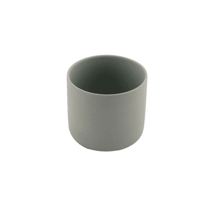 Hoge kaarshouder/bloempot uit keramiek saliegroen